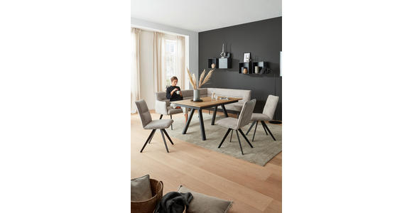 ECKBANK 228/170 cm in Schwarz, Hellgrau - Hellgrau/Schwarz, Design, Textil/Metall (228/170cm) - Voleo