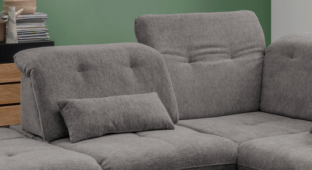 ECKSOFA in Chenille Braun, Grau  - Chromfarben/Braun, Design, Textil/Metall (254/280cm) - Livetastic