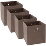 Faltbox 4er Set Metall, Textil, Karton Braun, Silberfarben  - Silberfarben/Braun, Design, Karton/Textil (32/32/32cm) - Carryhome