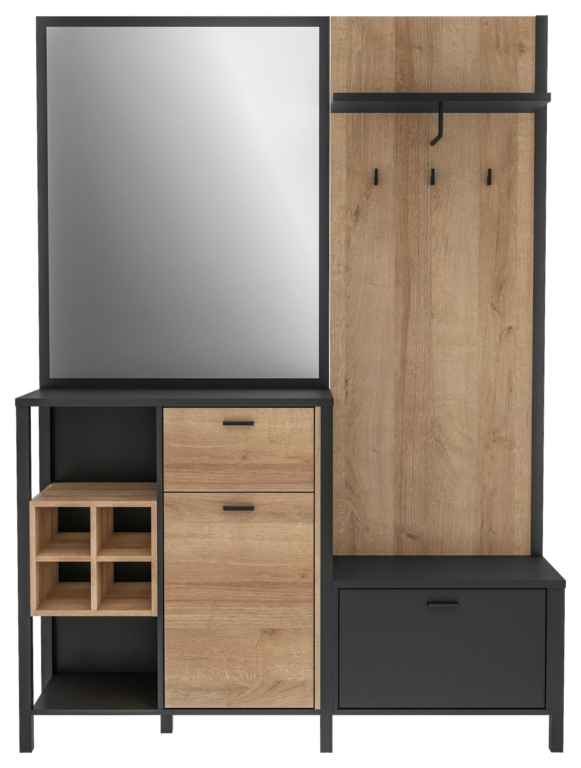 GARDEROBE  in 145/200/40 cm  - Eichefarben/Schwarz, MODERN, Holzwerkstoff (145/200/40cm) - MID.YOU