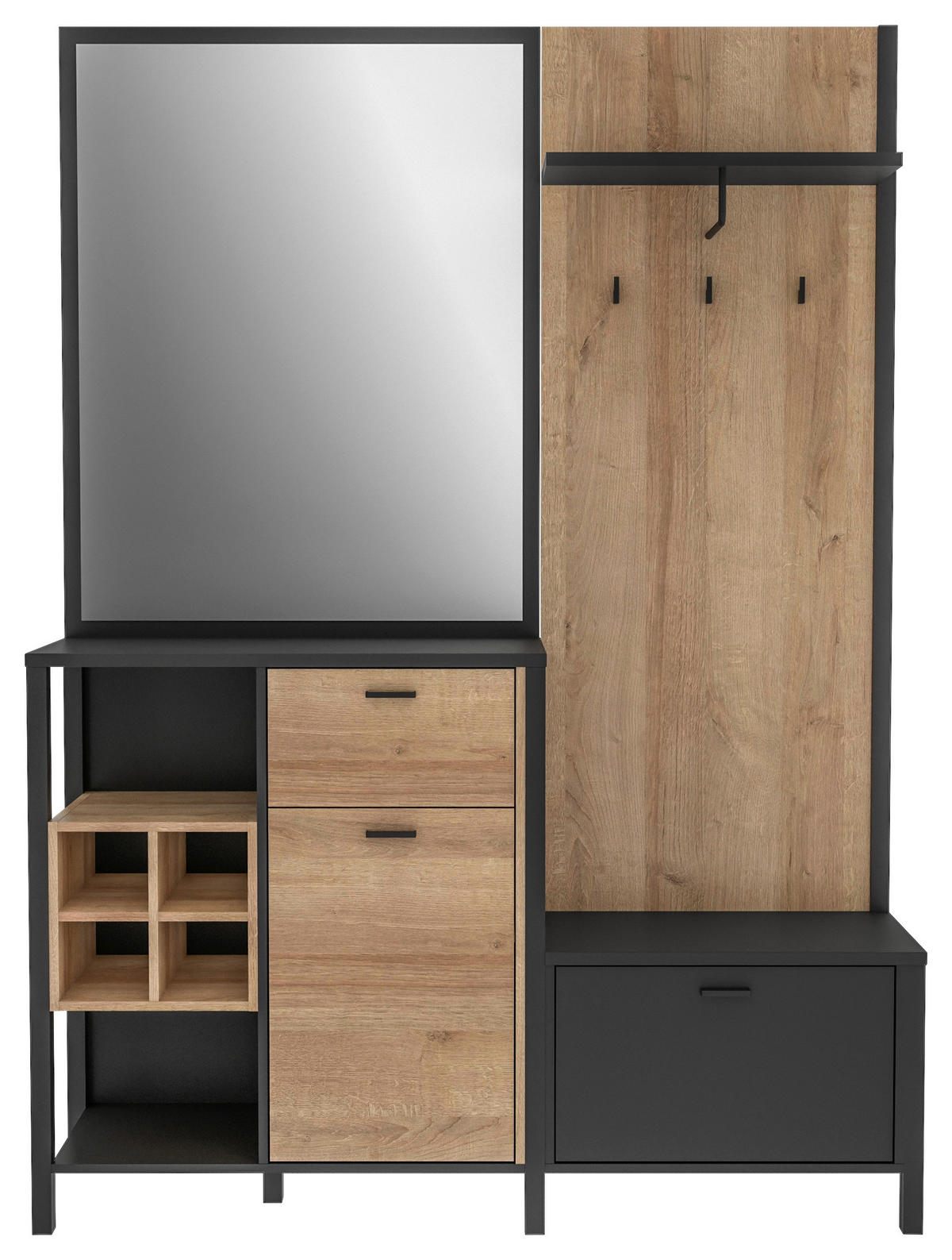 GARDEROBE  in 145/200/40 cm  - Eichefarben/Schwarz, MODERN, Holzwerkstoff (145/200/40cm) - MID.YOU