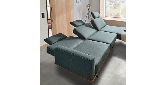 ECKSOFA in Flachgewebe Grau, Grün  - Schwarz/Grau, Natur, Holz/Textil (326/170cm) - Valnatura