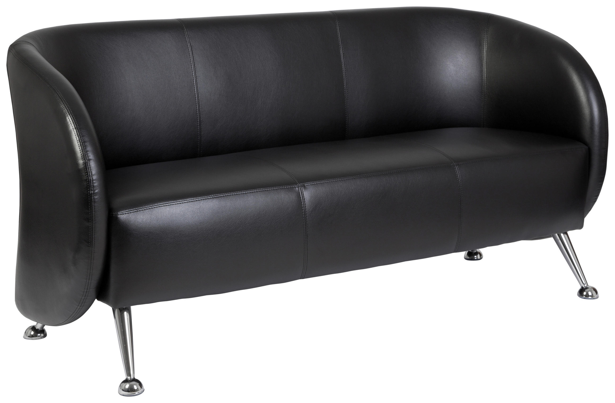 3-SITZER-SOFA in Lederlook Schwarz  - Chromfarben/Schwarz, MODERN, Textil/Metall (168/85/58cm) - MID.YOU
