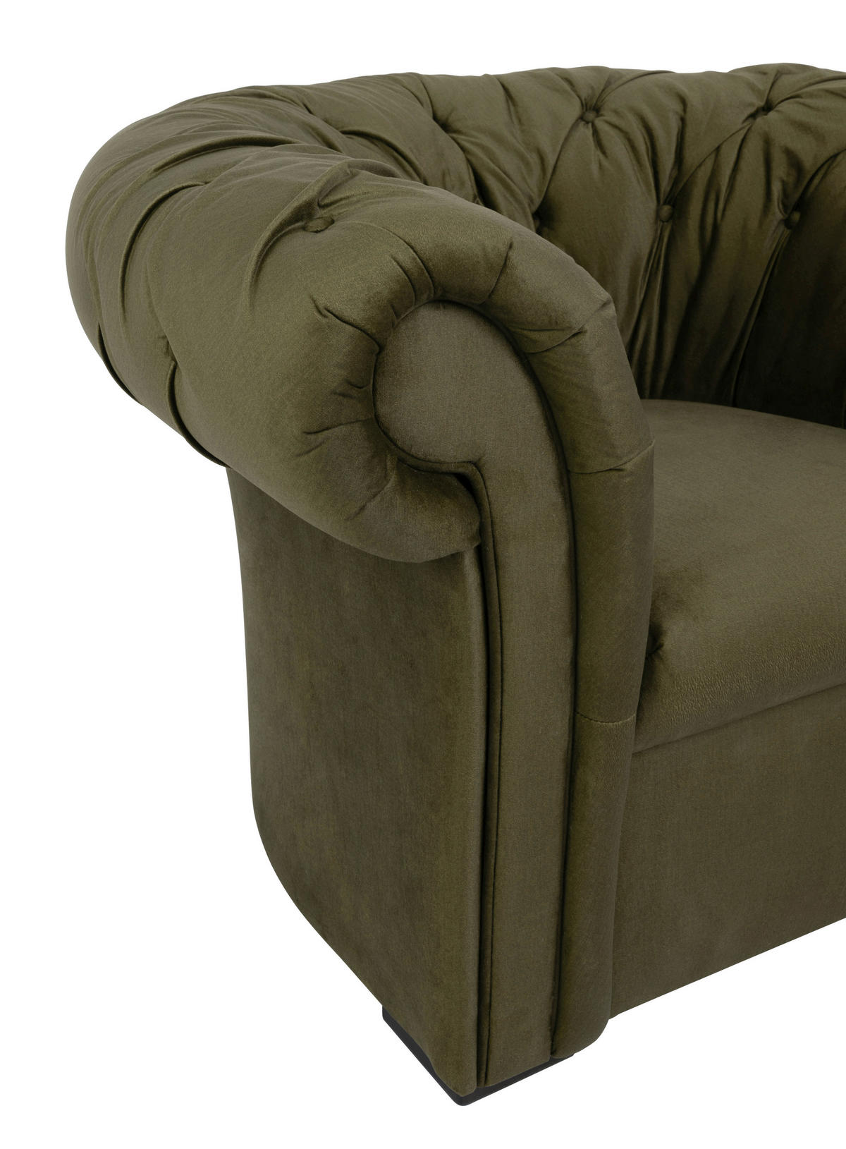 CHESTERFIELD-SESSEL in Velours Olivgrün  - Schwarz/Olivgrün, Design, Holz/Textil (114/78/91cm) - MID.YOU