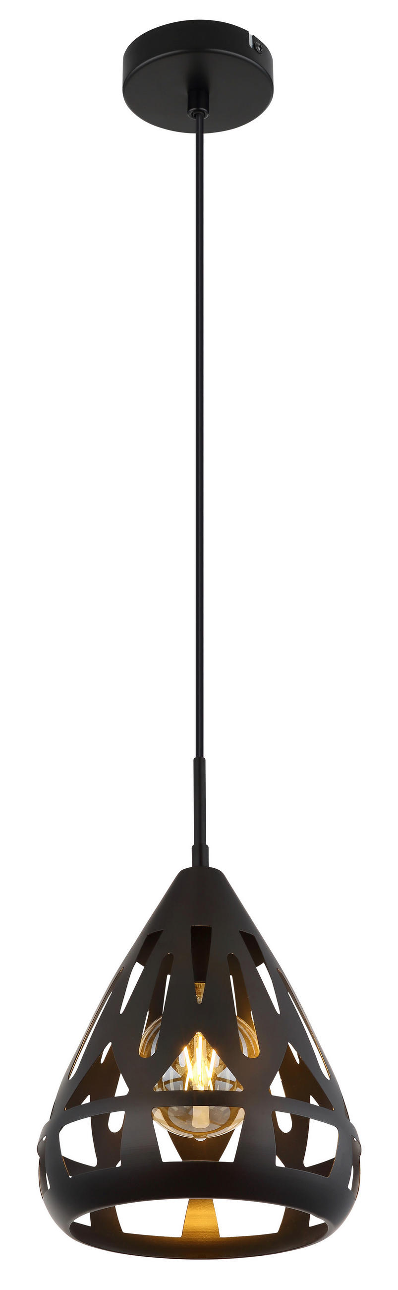 HÄNGELEUCHTE 23/120 cm    - Schwarz, Basics, Kunststoff/Metall (23/120cm) - Globo