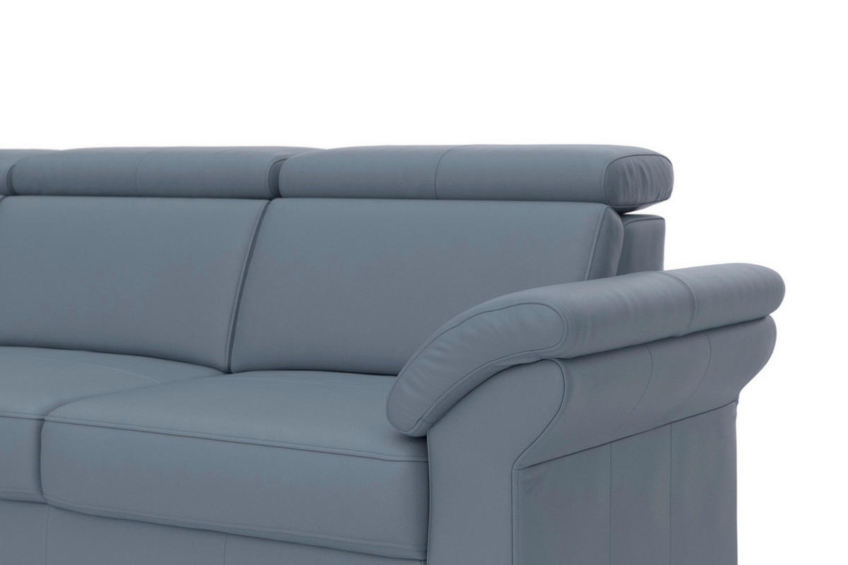 ECKSOFA 194/245 cm ARNGAST E in Echtleder Graublau Kopfteilverstellung  194/245 cm  - Chromfarben/Graublau, Basics, Leder/Textil (194/245cm) - Sit & More