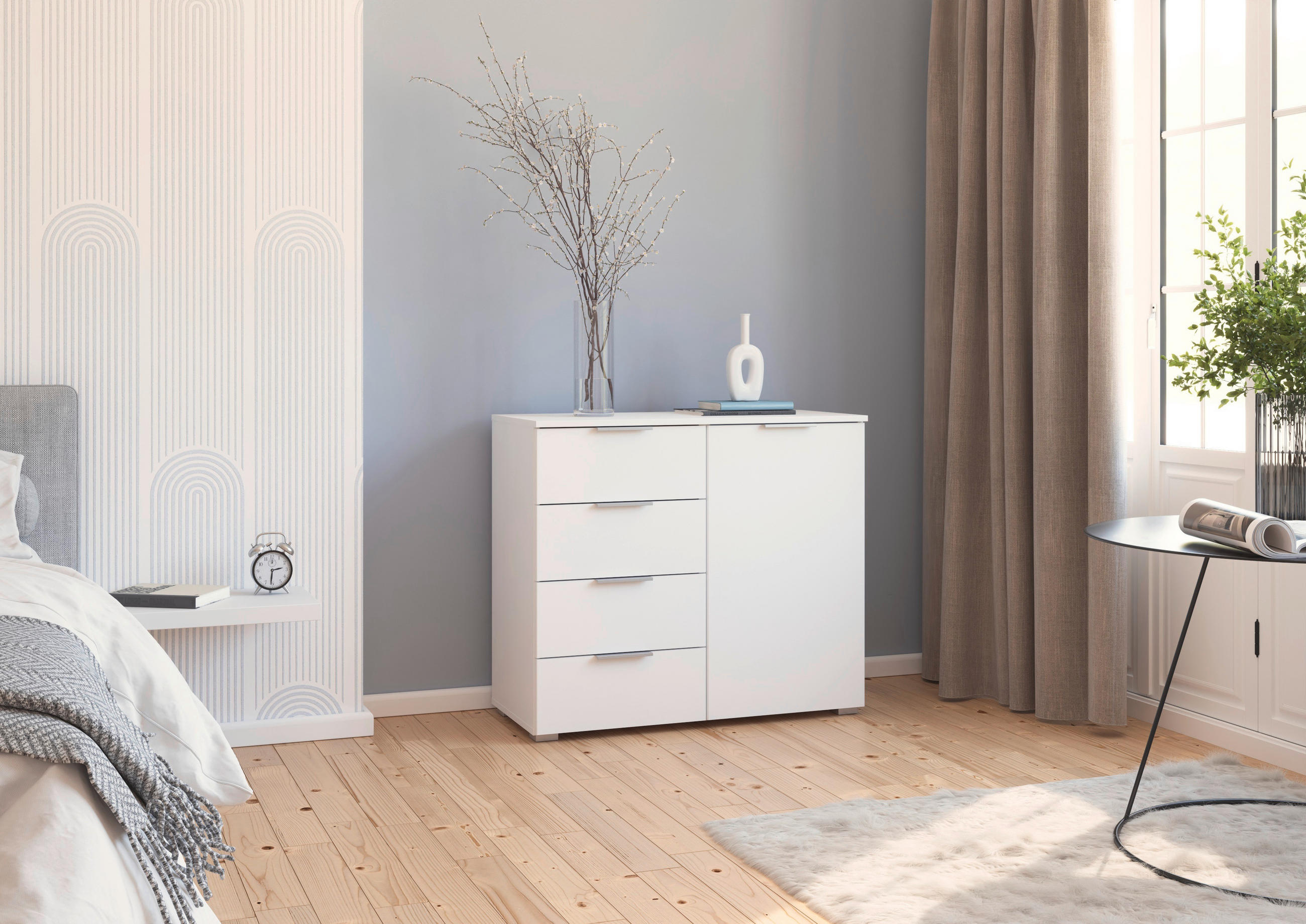 KOMMODE 93/81/42 cm  in Weiß  - Alufarben/Weiß, MODERN, Holzwerkstoff/Kunststoff (93/81/42cm) - Rauch Möbel