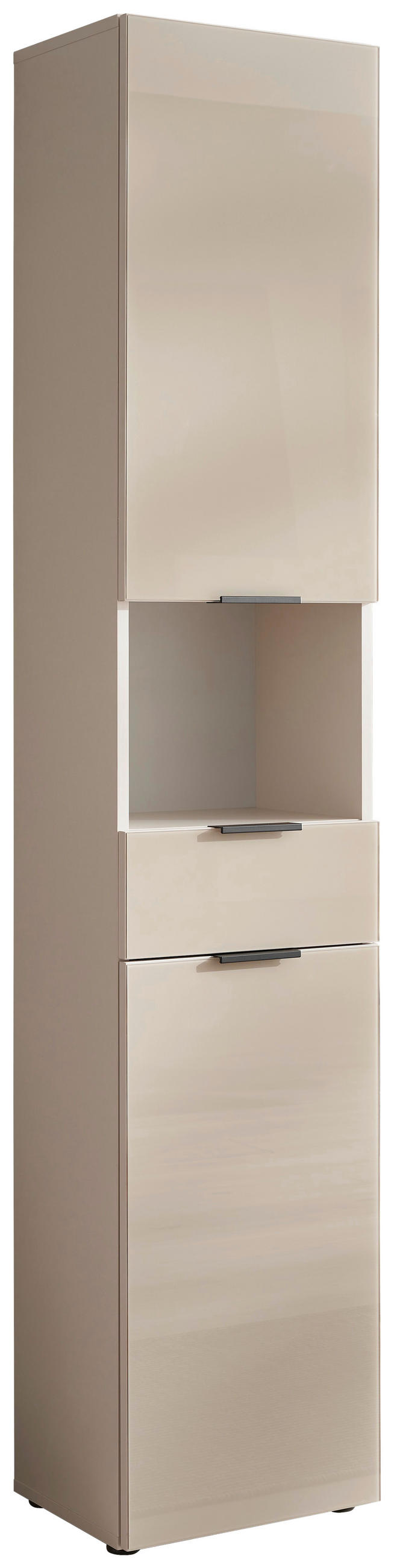 HOCHSCHRANK 38/189/28 cm  - Kaschmir/Schwarz, LIFESTYLE, Glas/Holzwerkstoff (38/189/28cm) - home24