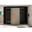 SCHWEBETÜRENSCHRANK  in Salbeigrün, Eiche Artisan  - Salbeigrün/Schwarz, KONVENTIONELL, Holzwerkstoff/Metall (240/225,5/63,7cm) - Xora