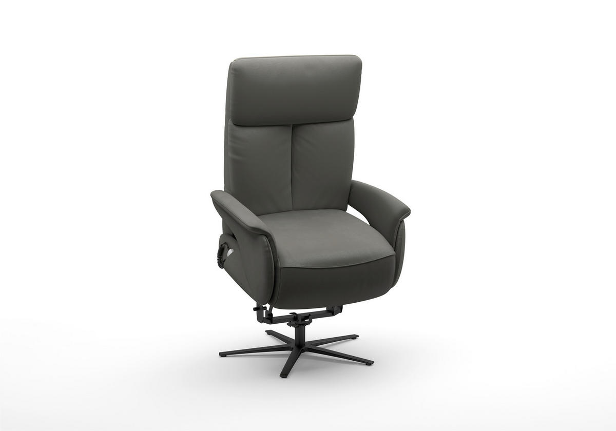 RELAXSESSEL TV TRIPLE SEVEN XTRA LARGE L3 Echtleder Kopfteilverstellung, Aufstehhilfe, Fußteilverstellung, Rücken echt    - Schwarz/Mokka, Basics, Leder/Metall (86/115/86cm) - Sit & More