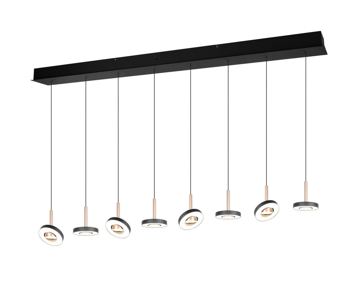 LED-HÄNGELEUCHTE Guano 150/13/200 cm   - Schwarz/Braun, Design, Metall (150/13/200cm) - Trio Leuchten