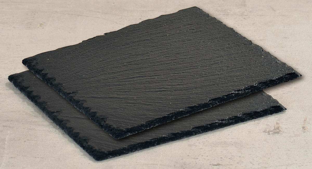 SERVIERPLATTEN-SET 2-teilig  - Schwarz, Basics, Stein (20,5/20,5/2cm) - Homeware Profession.
