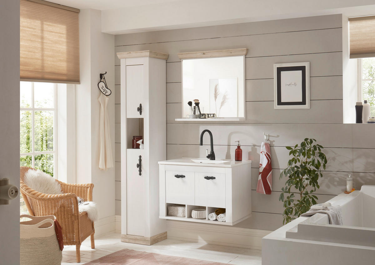 BADEZIMMER 3-teilig  in  - Schwarz/Weiß, Design, Naturmaterialien/Holzwerkstoff (143/200/46cm) - MID.YOU