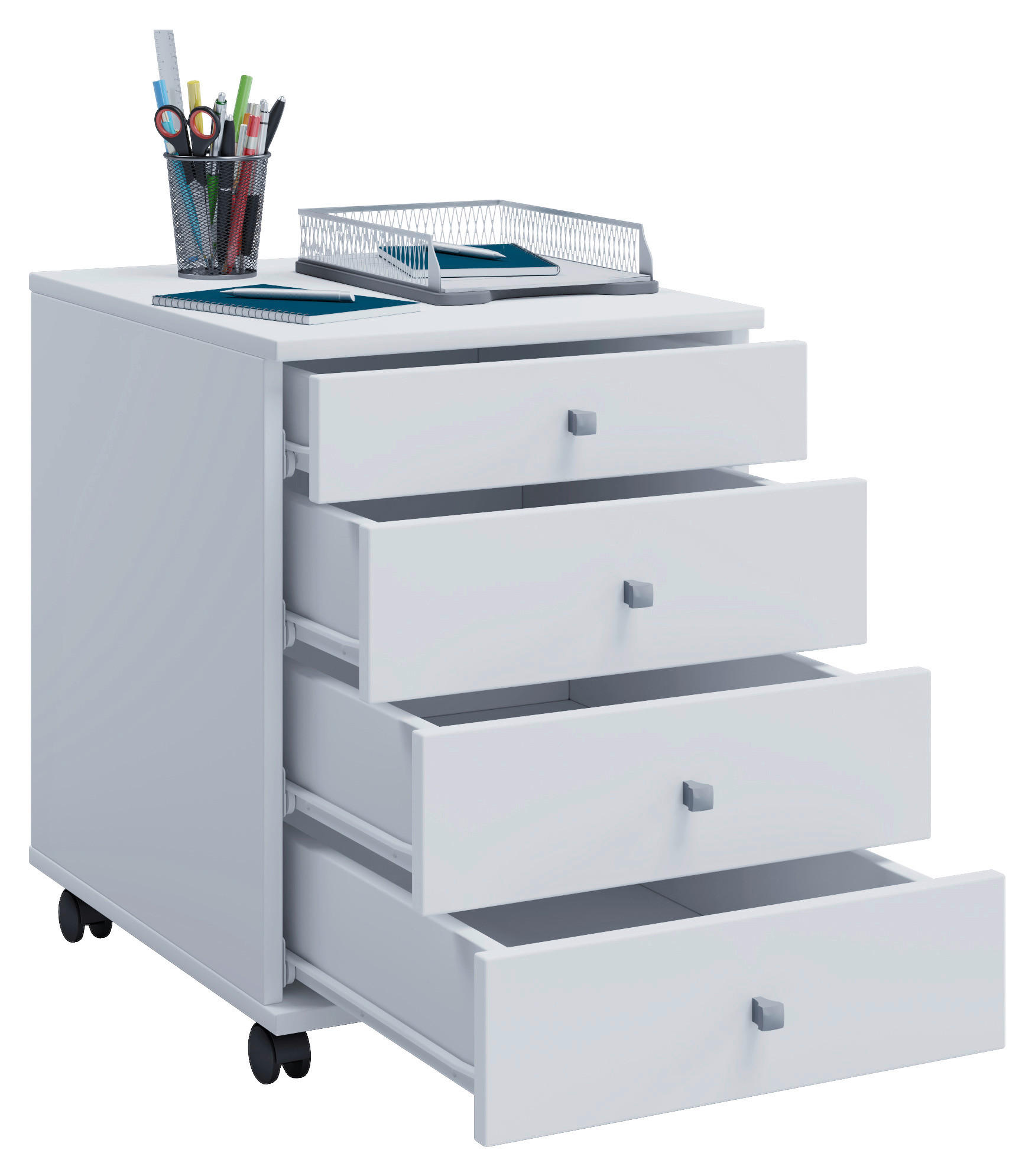 ROLLCONTAINER Weiß - Silberfarben/Weiß, Basics, Kunststoff (42/57/50cm) - MID.YOU