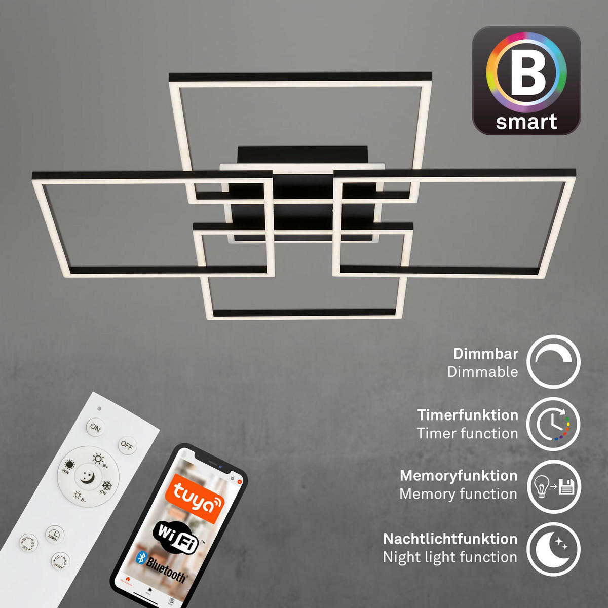 LED PLAFONJERA - crna, Osnovno, metal/plastika (72,4/72,4/8,4cm)