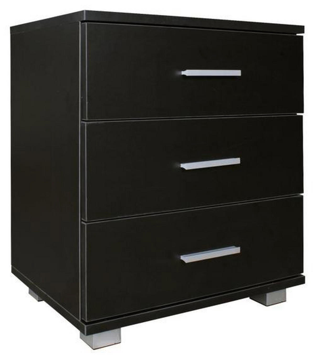 NACHTKÄSTCHEN 45/54/34 cm  in Schwarz  - Silberfarben/Schwarz, Konventionell, Holzwerkstoff/Kunststoff (45/54/34cm) - MID.YOU
