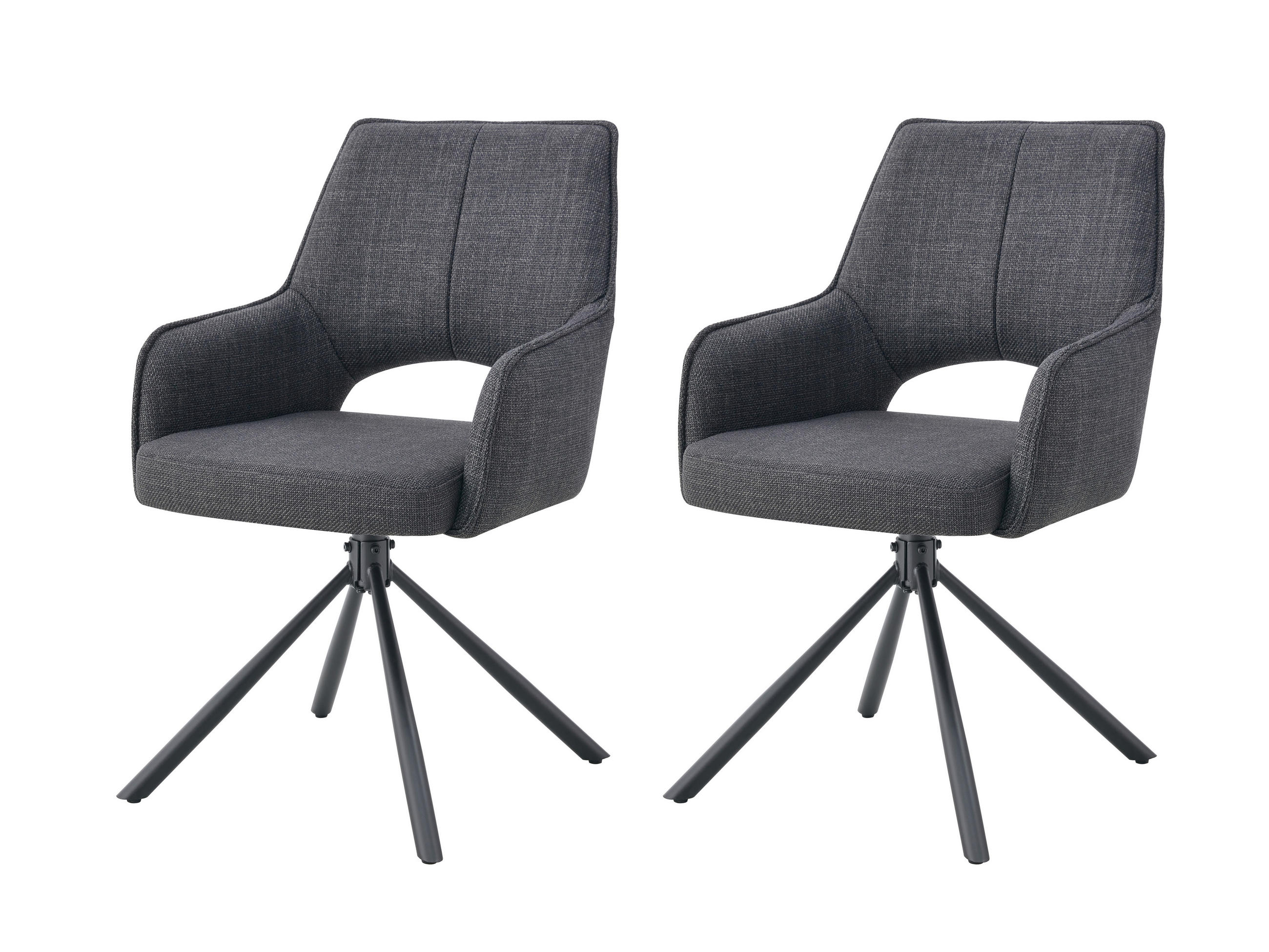 ARMLEHNSTUHL-SET 2 Stück  in Webstoff  - Anthrazit, MODERN, Textil/Metall (57/91/64cm) - MID.YOU