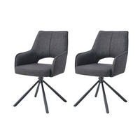 ARMLEHNSTUHL-SET 2 Stück  in Webstoff  - Anthrazit, MODERN, Textil/Metall (57/91/64cm) - MID.YOU