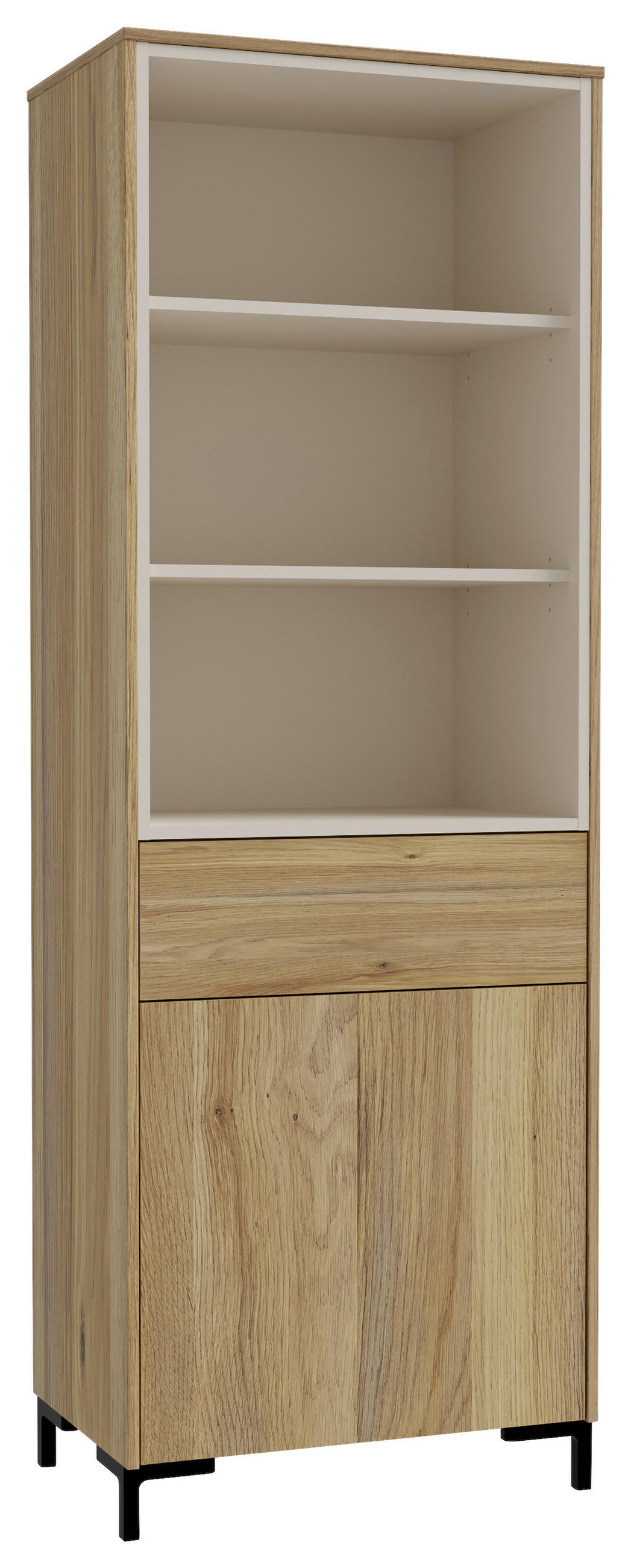 VITRINA, naravne barve, peščene barve - črna/naravne barve, Moderno, umetna masa/leseni material (63,4/180,7/41,5cm) - Hom`in