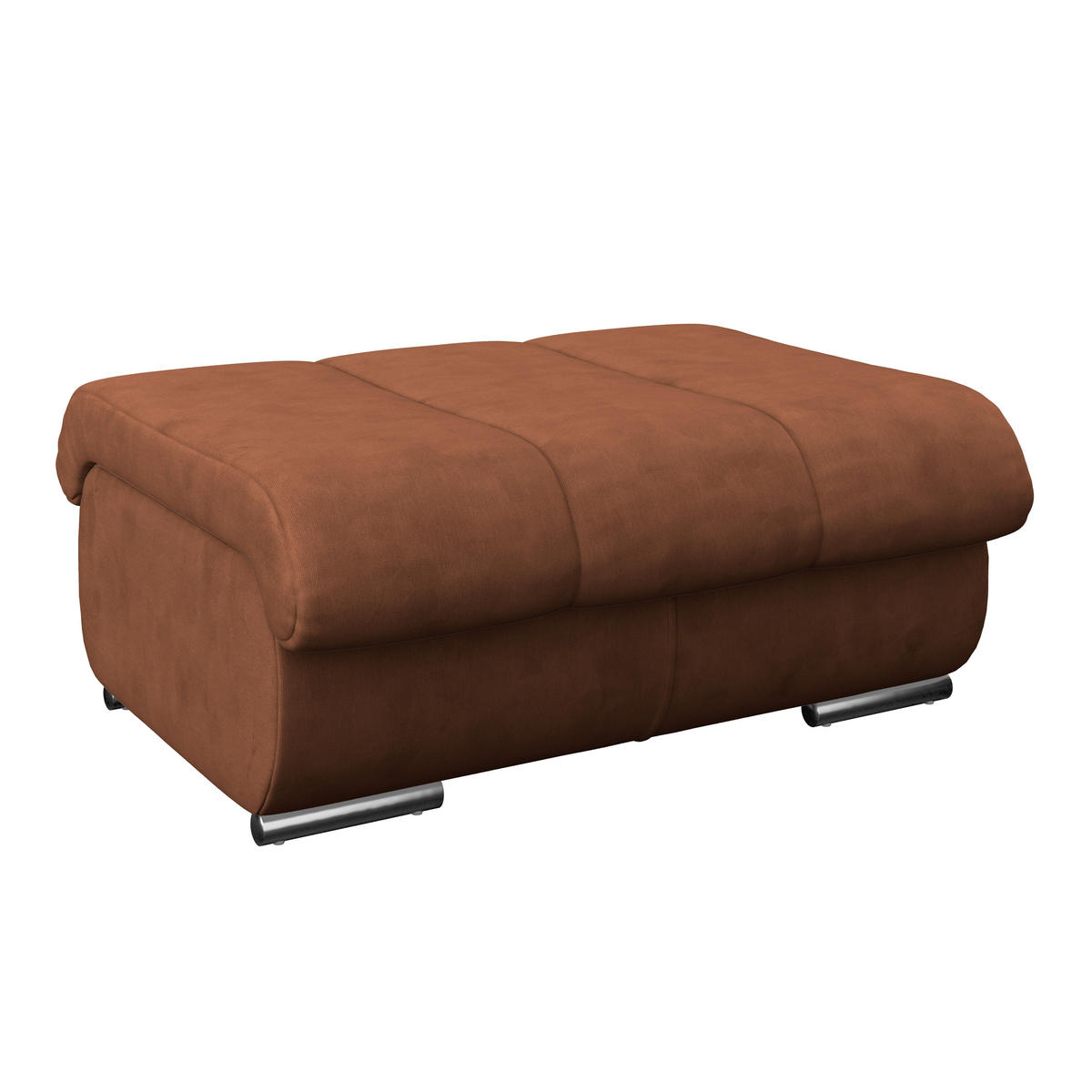 HOCKER in Textil Cognac  - Chromfarben/Cognac, Modern, Textil/Metall (100/43/80cm) - MID.YOU