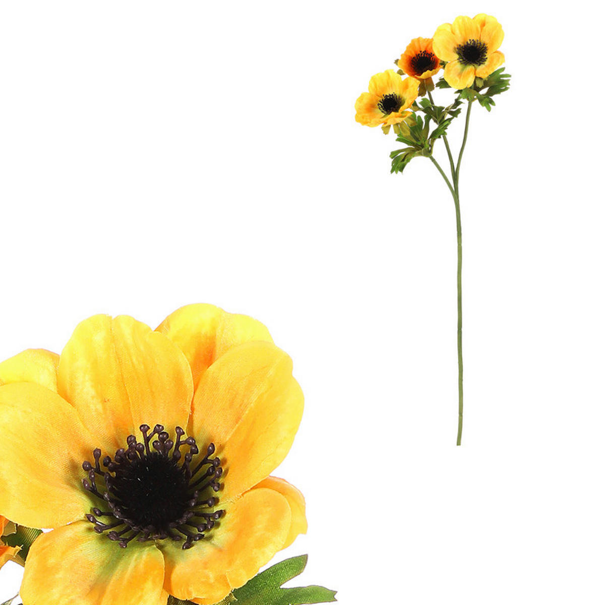 UMELÝ KVET 55 cm - pink/žltá, Basics, textil (55cm)