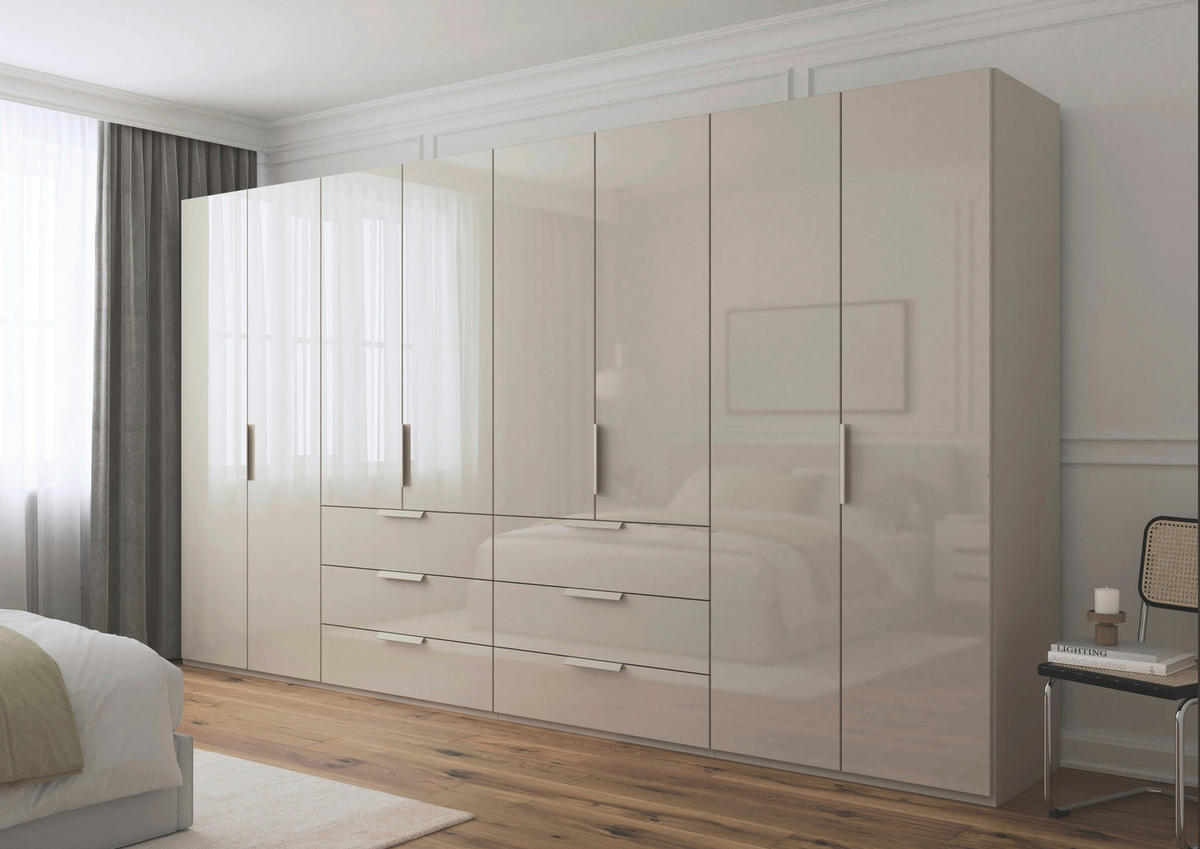 DREHTÜRENSCHRANK 400/223/61 cm,  in Champagner, 8-türig  - Champagner, Basics, Glas/Holzwerkstoff (400/223/61cm) - Novel