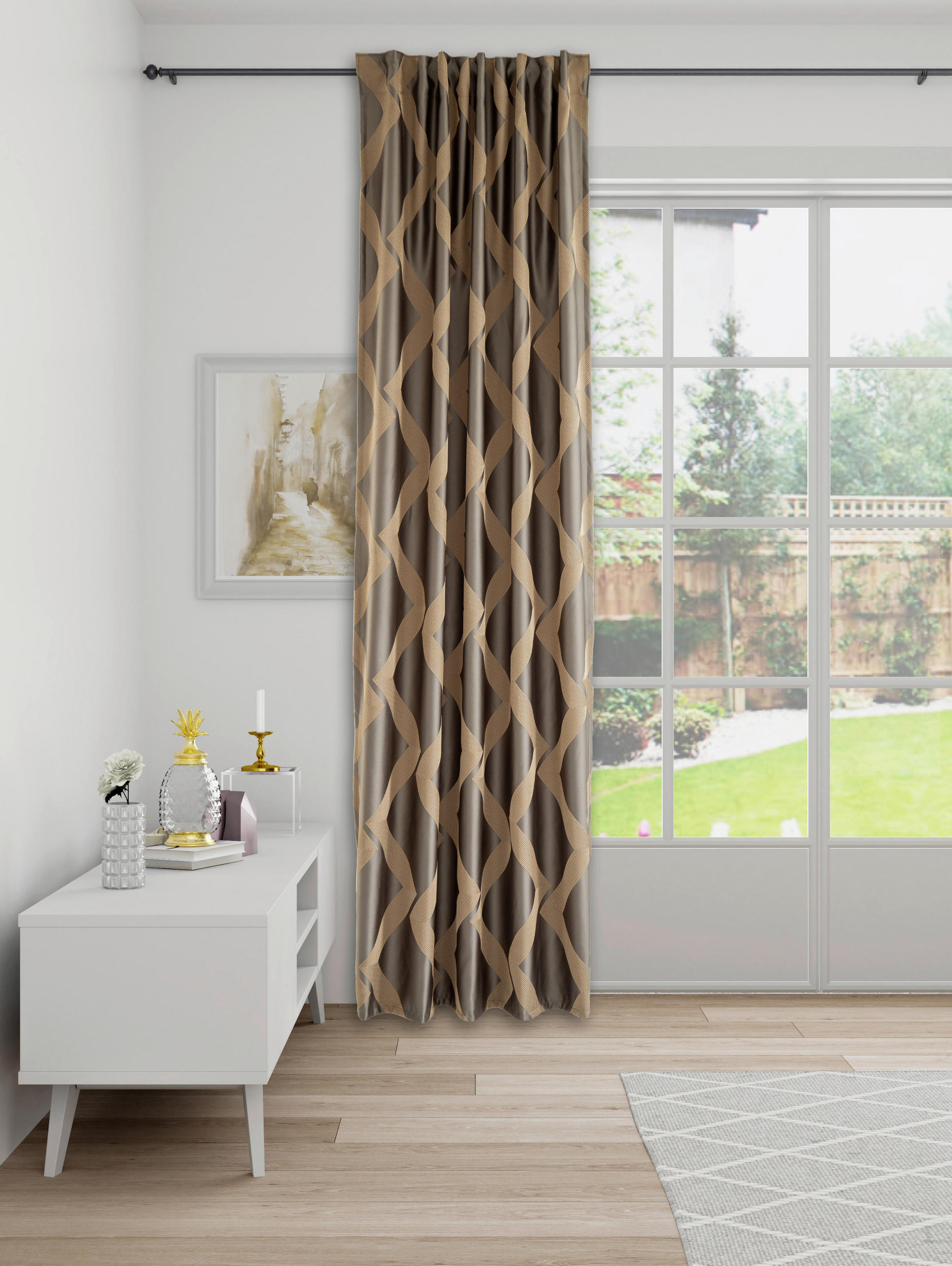 FERTIGVORHANG  blickdicht  140/245 cm   - Goldfarben/Grau, Basics, Textil (140/245cm)