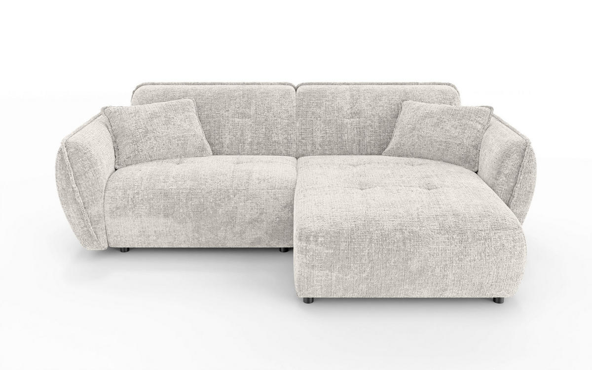 ECKSOFA Nelia Beige Chenille  - Beige/Schwarz, Design, Kunststoff/Textil (252/155cm) - P & B