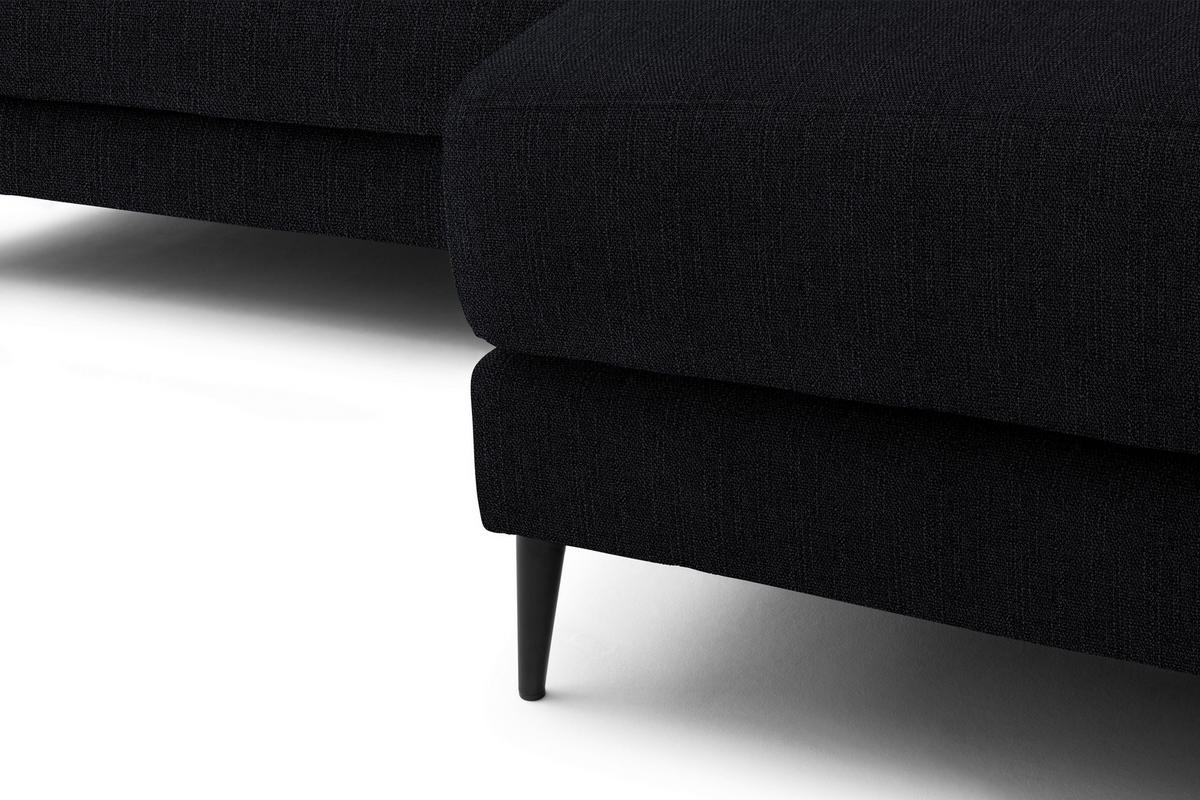 ECKSOFA in Flachgewebe Schwarz  - Schwarz, Design, Textil/Metall (253/177cm) - Dieter Knoll