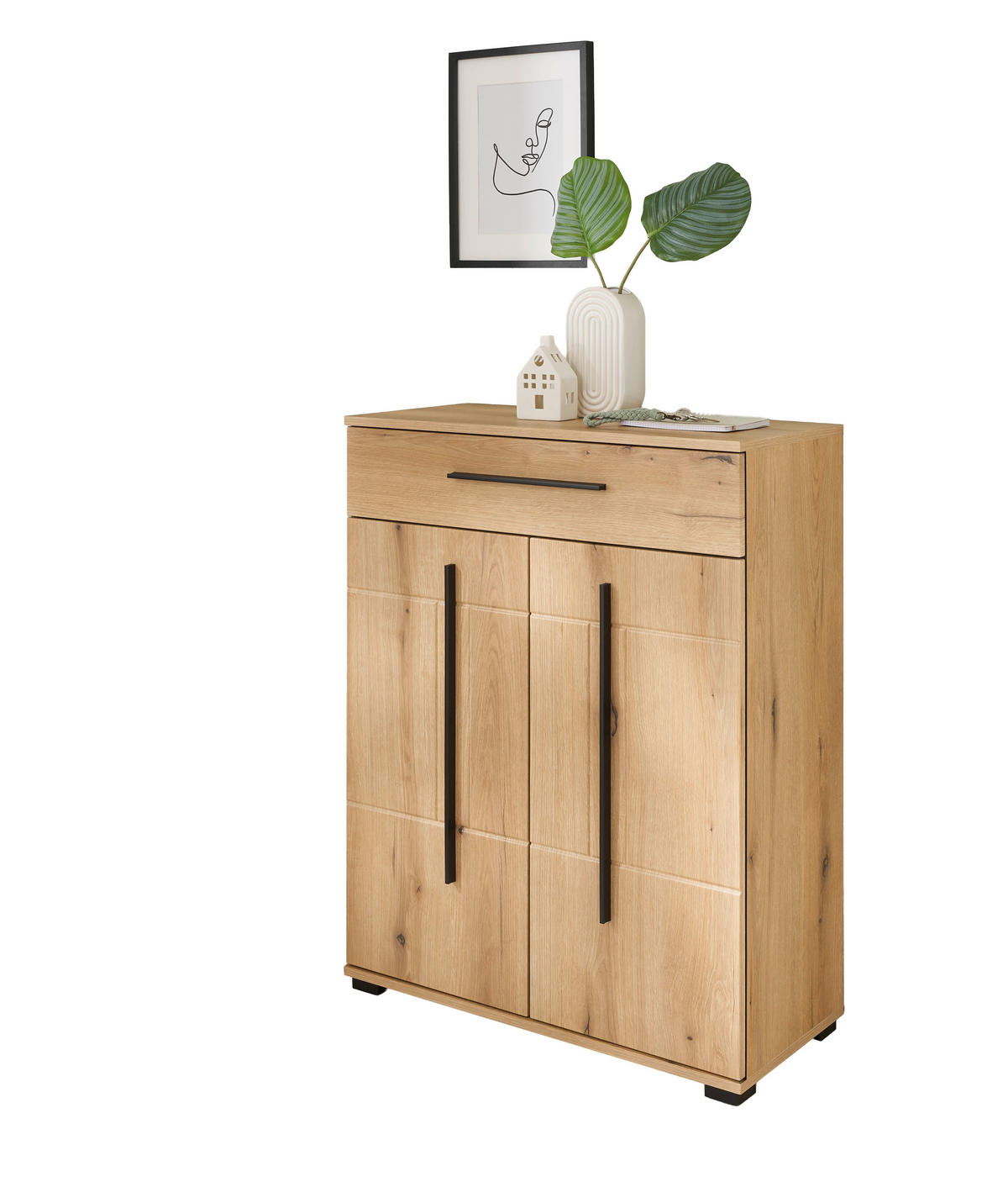 SCHUHSCHRANK Eichefarben  - Eichefarben/Schwarz, MODERN, Holzwerkstoff/Kunststoff (80/103/39cm) - MID.YOU