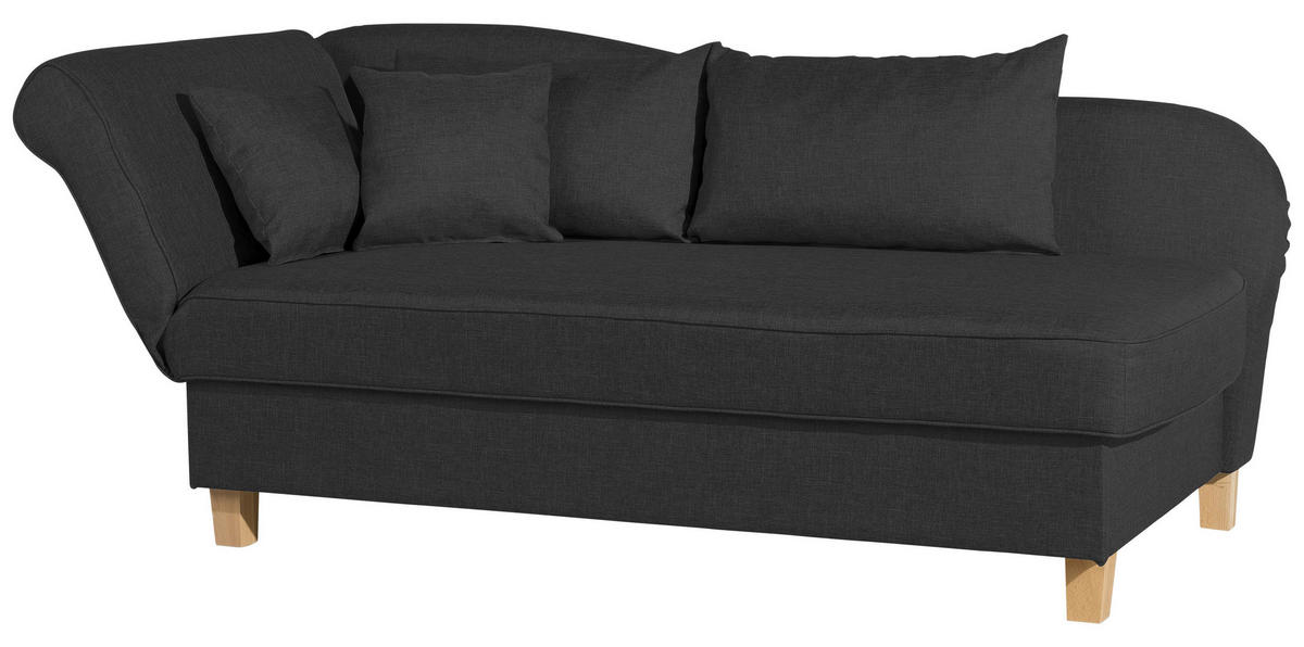 RÉCAMIERE Schwarz Flachgewebe  - Buchefarben/Schwarz, Design, Holz/Textil (190/88/82cm) - Max Winzer