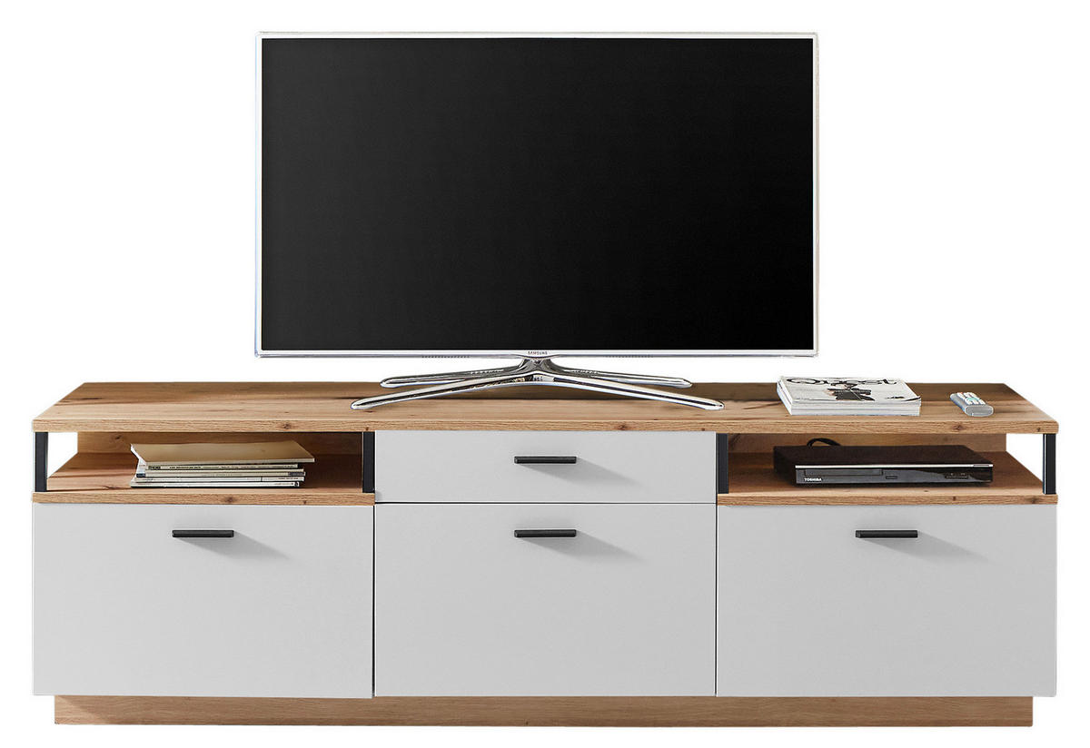 LOWBOARD  in 180/55/50 cm  - Schwarz/Eiche Artisan, Design, Holzwerkstoff/Metall (180/55/50cm) - home24