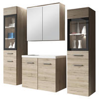 BADEZIMMER 5-teilig  in 120 cm  - Eiche San Remo/Weiß, Basics, Glas/Holzwerkstoff (120cm) - P & B