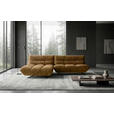 ECKSOFA Beigebraun Chenille Rücken echt, Sitztiefenverstellung  - Beigebraun/Schwarz, Design, Textil/Metall (178/295cm) - Belluti