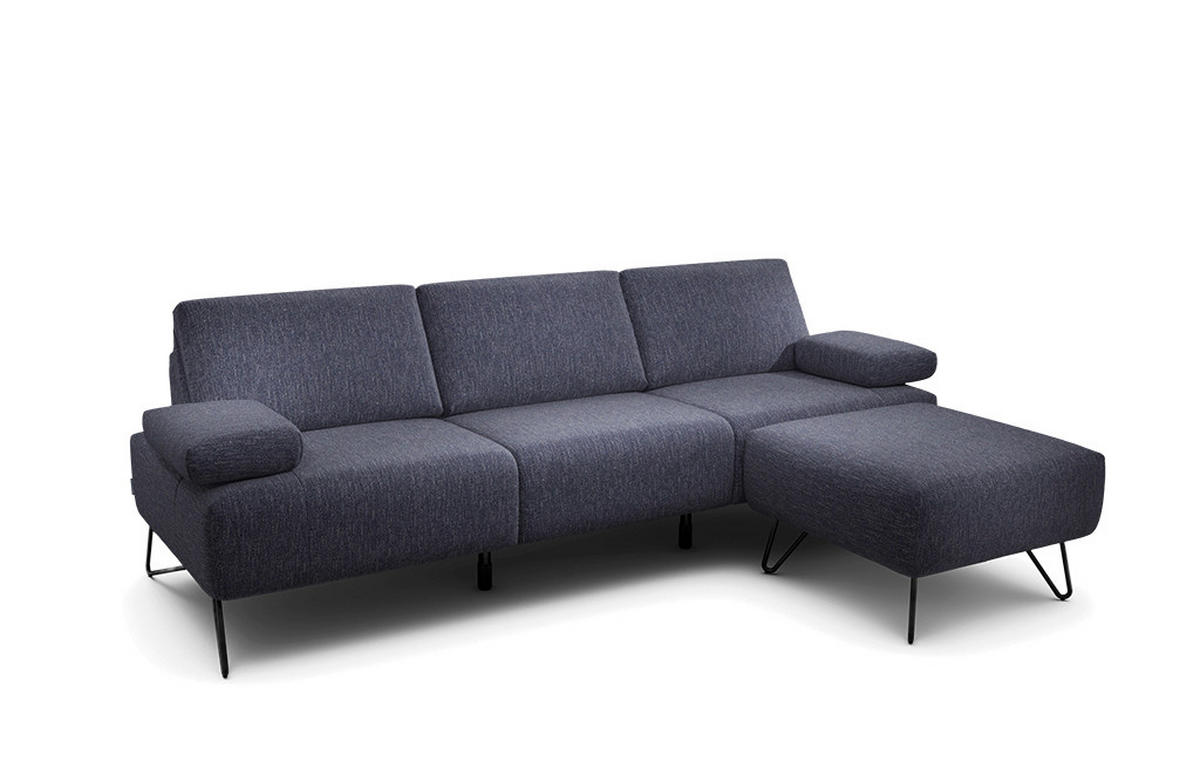 3-SITZER-SOFA Chenille Blau  - Blau/Schwarz, Design, Textil/Metall (234-264/85/86-94cm) - SENSOO