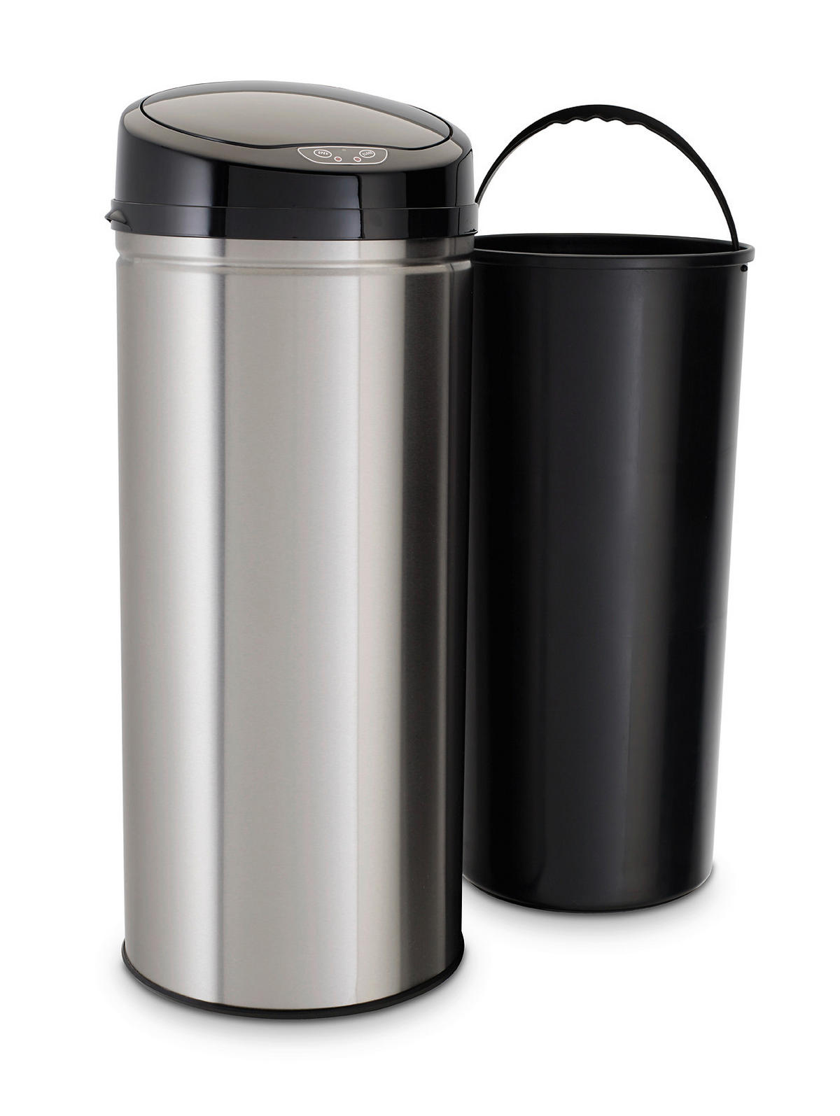 ABFALLEIMER 42 l  Metall  - Silberfarben/Schwarz, Trend, Kunststoff/Metall (31/31/79,5cm) - Echtwerk