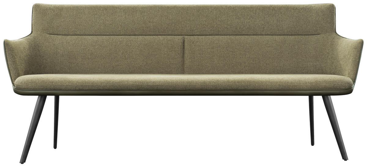 SITZBANK 200/90/62 cm  in Schwarz, Taupe, Olivgrün  - Taupe/Schwarz, Design, Holz/Textil (200/90/62cm) - Hom`in