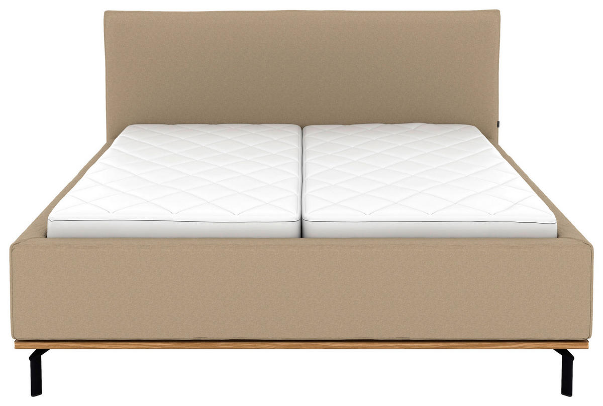 POLSTERBETT Matratze, Lattenrost, Bettkasten 180/200 cm  in Beige  - Beige/Graphitfarben, Design, Holz/Textil (180/200cm) - Musterring