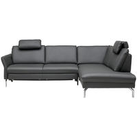 ECKSOFA in Echtleder Anthrazit  284/220 cm  - Anthrazit/Alufarben, KONVENTIONELL, Leder/Metall (284/220cm) - Beldomo Premium