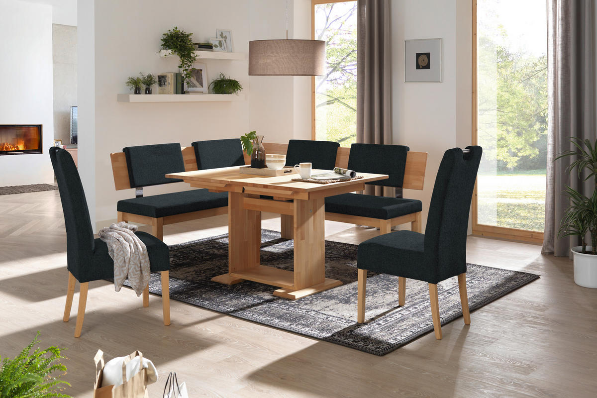 ECKBANK 160/200 cm  in Schwarz, Buchefarben  - Buchefarben/Schwarz, Natur, Holz/Textil (160/200cm) - Cantus