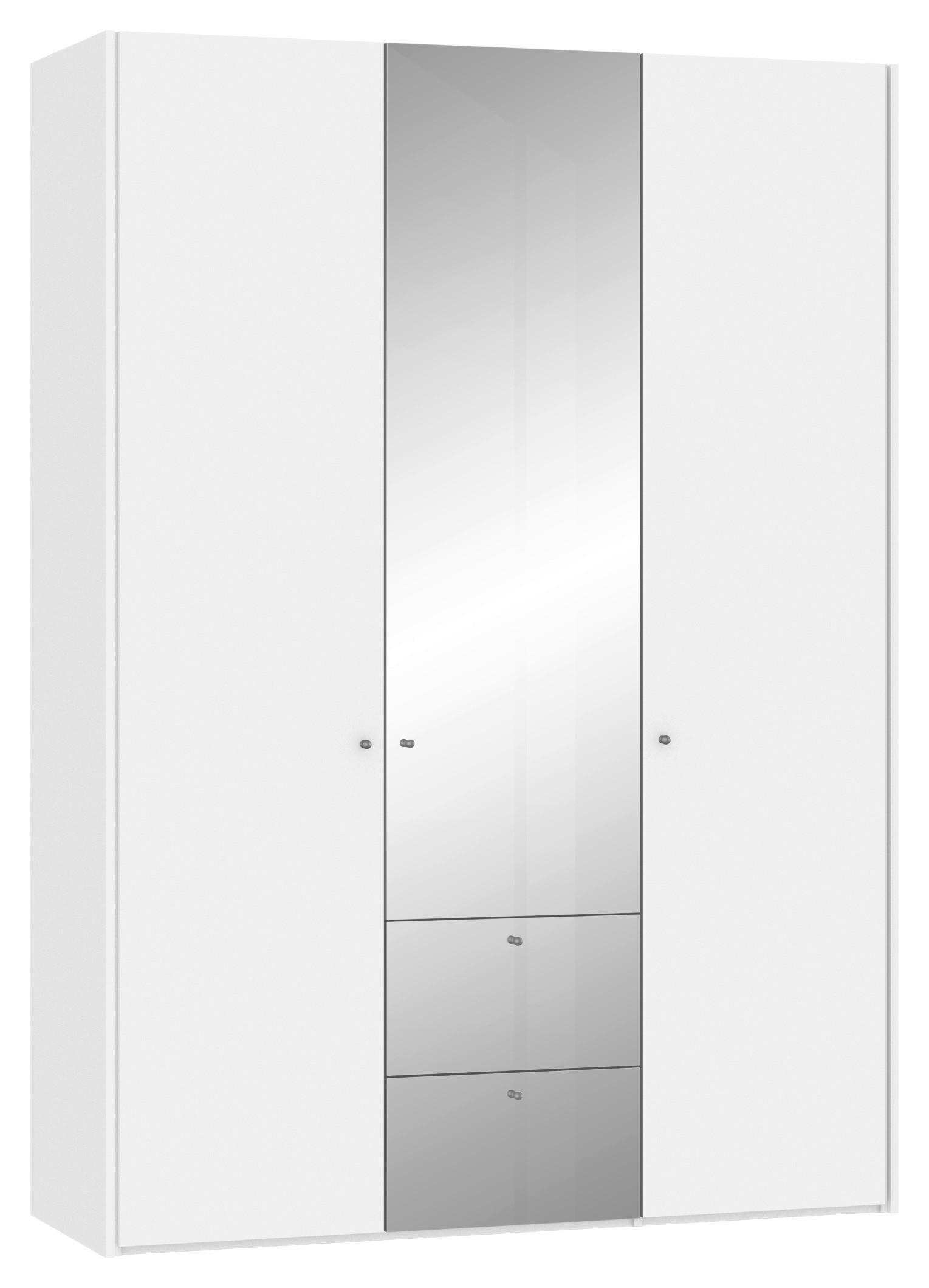 KLEIDERSCHRANK  in Weiß  - Silberfarben/Weiß, Design, Glas/Holzwerkstoff (156/220/59cm) - Jutzler