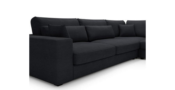 ECKSOFA Schwarz Cord  - Schwarz, KONVENTIONELL, Kunststoff/Textil (314/250cm) - Carryhome