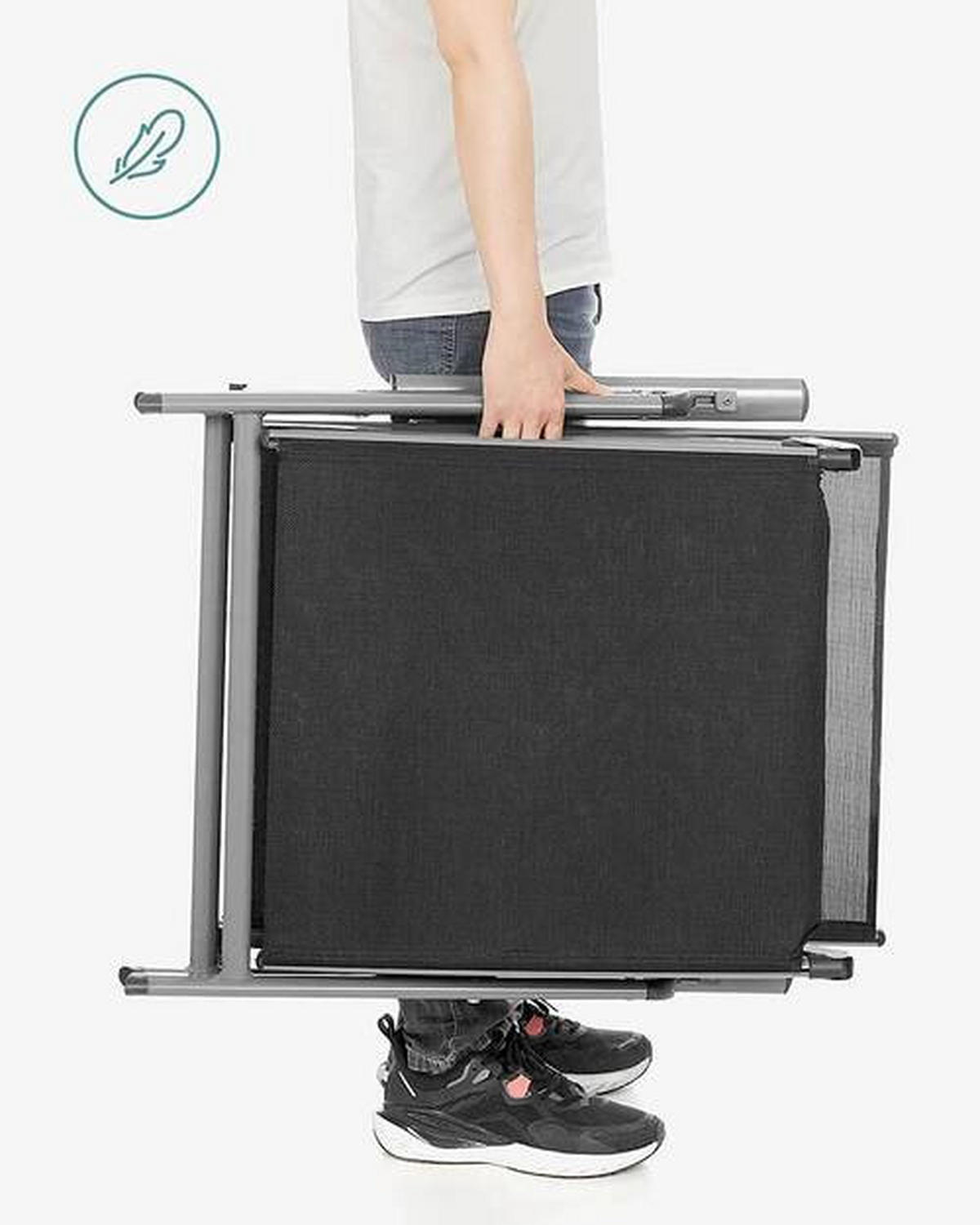 OPALOVACÍ LEHÁTKO kov, textil - šedá/černá, Basics, kov/textil (61/39/183cm) - Modante