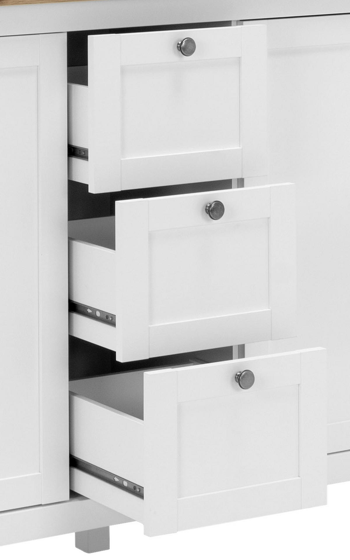COMODĂ CU UȘI 180/90/40 cm  - alb/culoare lemn stejar, Konventionell, metal/material pe bază de lemn (180/90/40cm) - MID.YOU
