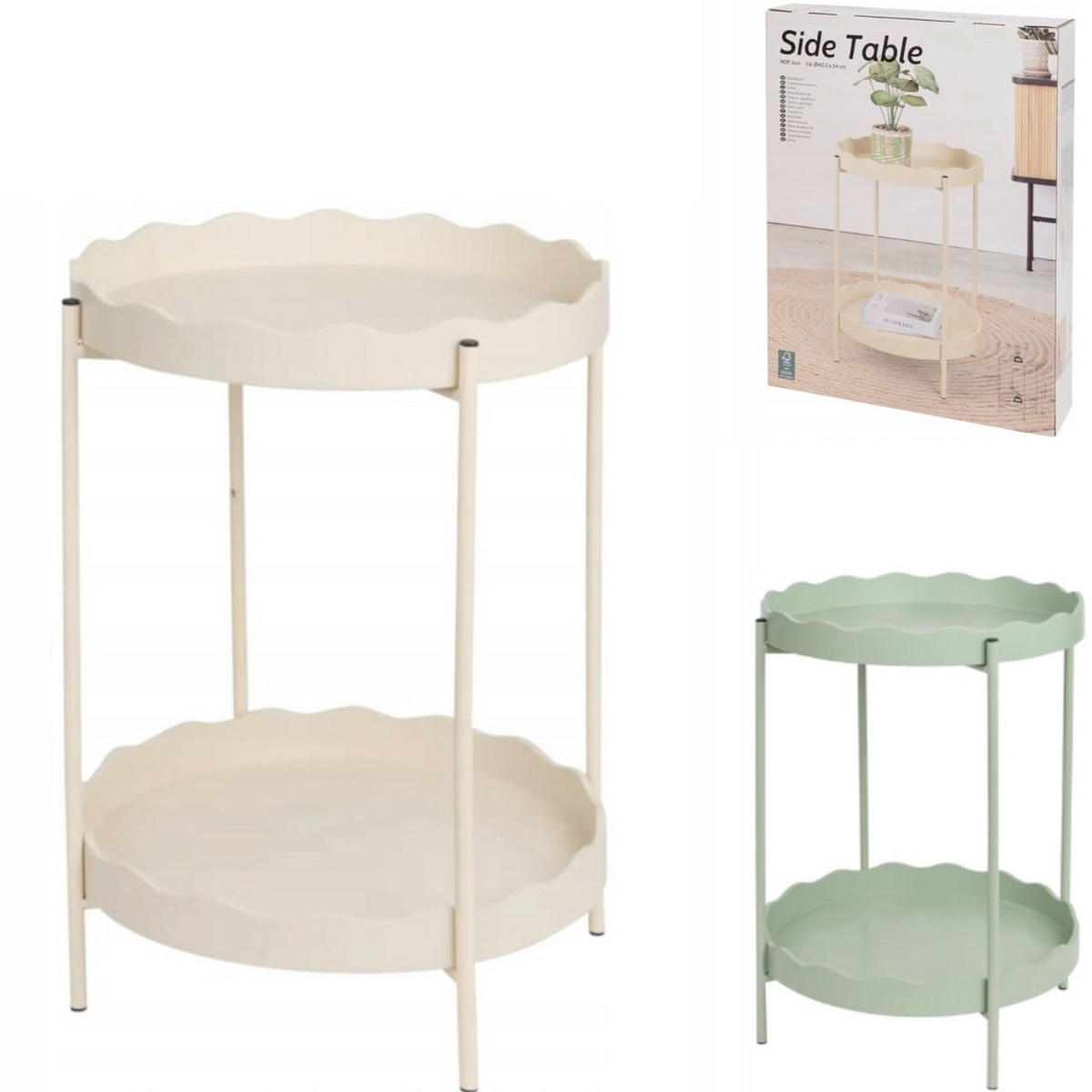 POMOĆNI STOČIĆ   - žalfijazelena, Osnovno, drvo/metal (40.5/40.5/54cm)