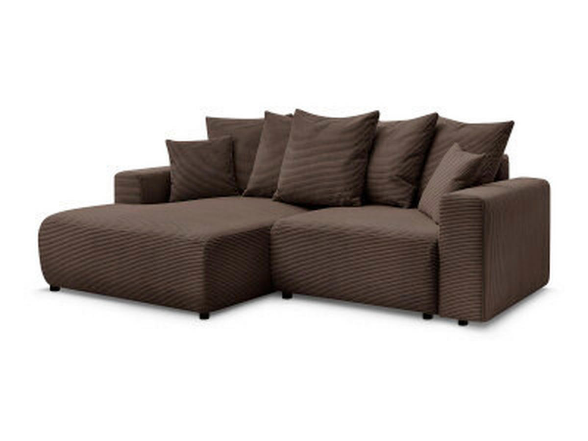 ECKSOFA Ottomane links  ATILLA Taupe Cord  - Taupe/Schwarz, MODERN, Kunststoff/Textil (149/244cm)