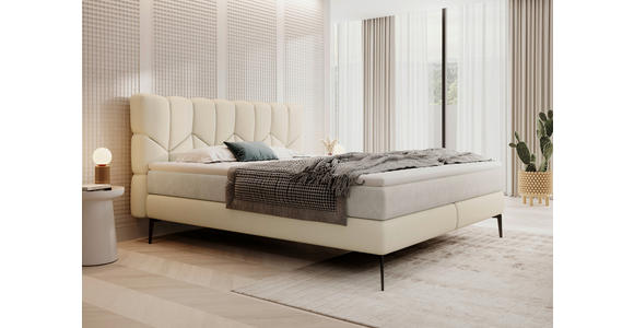 BOXSPRINGBETT 180/200 cm  in Beige  - Beige/Schwarz, Design, Leder/Textil (180/200cm) - Esposa