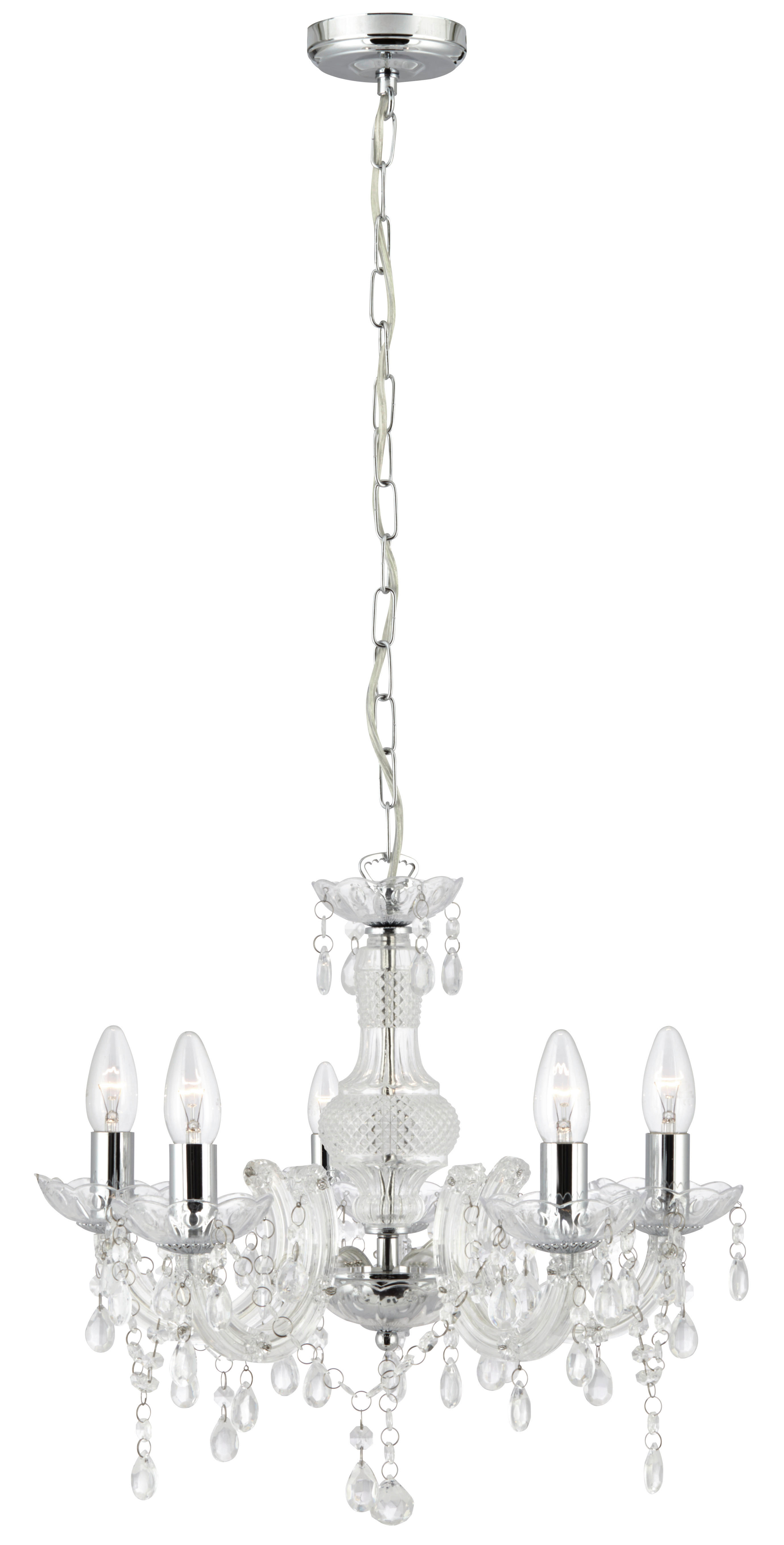 HÄNGLAMPA I KRISTALL Marie Therese 48/120 cm  - kromfärg, Klassisk, metall/glas (48/120cm)