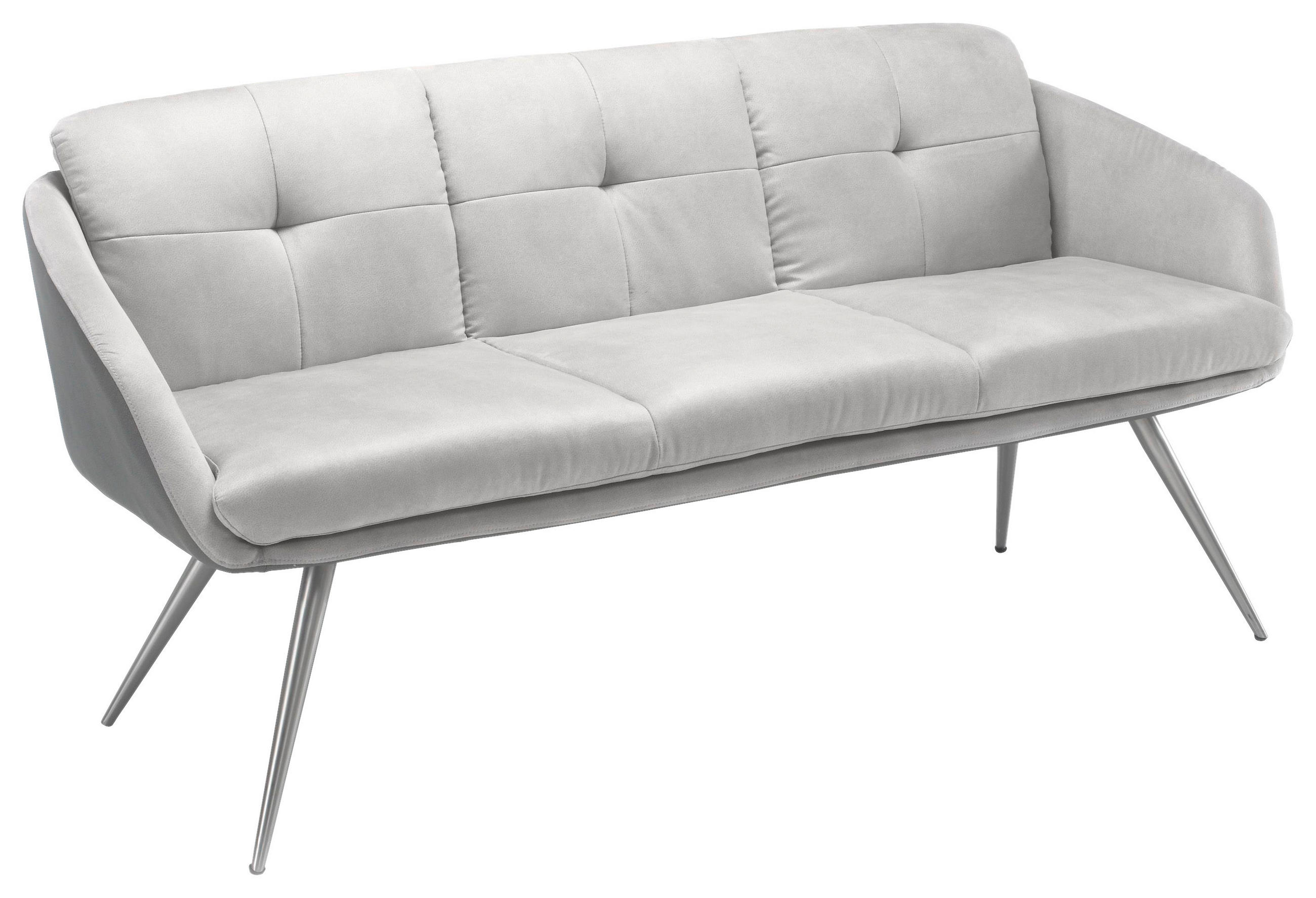SITZBANK 180/88/58 cm Samt Hellgrau, Dunkelgrau  - Edelstahlfarben/Dunkelgrau, MODERN, Textil/Metall (180/88/58cm) - Livetastic