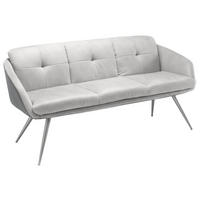 SITZBANK in Metall, Textil Hellgrau, Dunkelgrau  - Edelstahlfarben/Dunkelgrau, Modern, Textil/Metall (180/88/58cm) - Livetastic